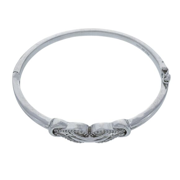 Vintage PAJ Sterling Silver 925 Diamond 0.24tcw Infinity Knot Bangle Bracelet 7" - Picture 3 of 8